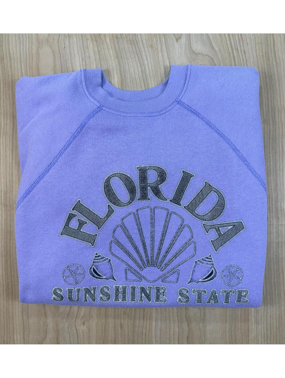 vintage 90's FLORIDA tultex raglan SHORT SLEEVE SWEATSHIRT large LAVENDER wow